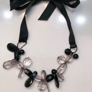 Boutique Black and Clear Ribbon Necklace